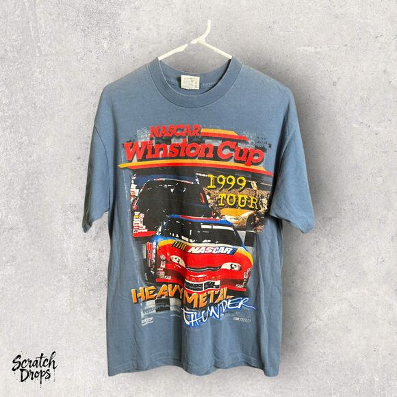 Vintage 1998 NASCAR Winston Cup T-shirt Heavy Metal Thunder All Over Print Large - Picture 1 of 4